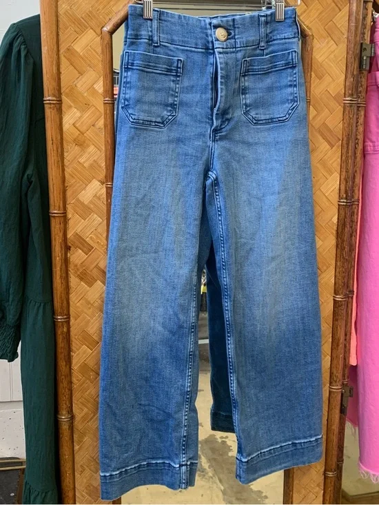 Anthropologie Cropped High-Rise Jeans - Medium Blue wide leg - Picture 1 of 5